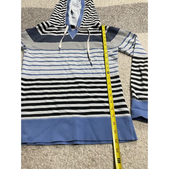 Twik by Simons Womens Medium Striped Pullover Hoodie Sweatshirt Blue Black White - Picture 5 of 9